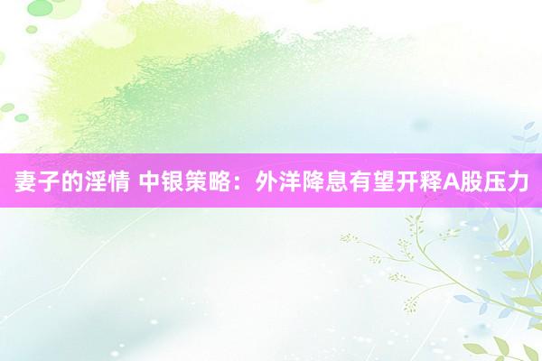 妻子的淫情 中银策略：外洋降息有望开释A股压力