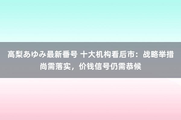 高梨あゆみ最新番号 十大机构看后市：战略举措尚需落实，价钱信号仍需恭候