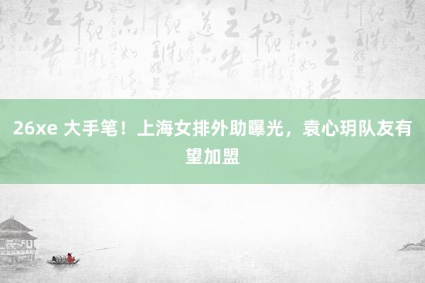 26xe 大手笔！上海女排外助曝光，袁心玥队友有望加盟