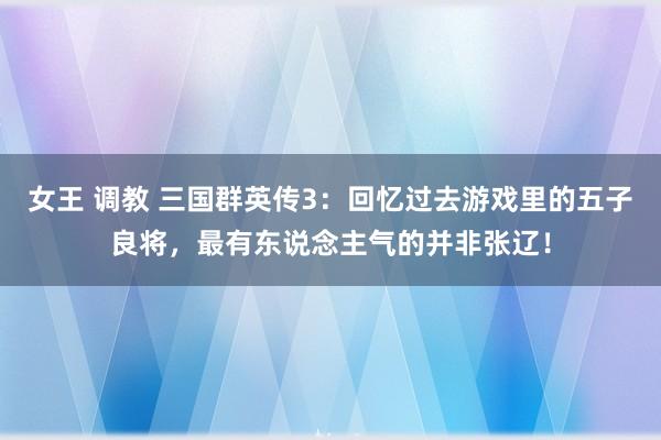 女王 调教 三国群英传3：回忆过去游戏里的五子良将，最有东说念主气的并非张辽！