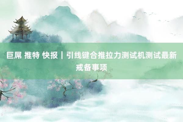 巨屌 推特 快报｜引线键合推拉力测试机测试最新戒备事项