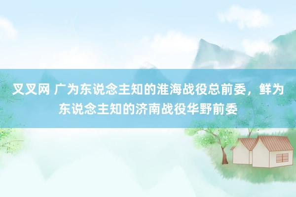 叉叉网 广为东说念主知的淮海战役总前委，鲜为东说念主知的济南战役华野前委