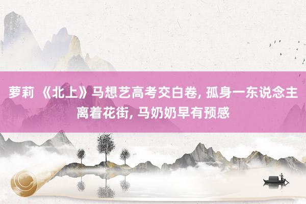 萝莉 《北上》马想艺高考交白卷, 孤身一东说念主离着花街, 马奶奶早有预感