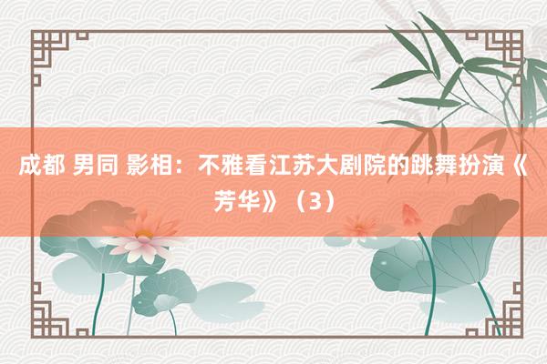 成都 男同 影相：不雅看江苏大剧院的跳舞扮演《芳华》（3）
