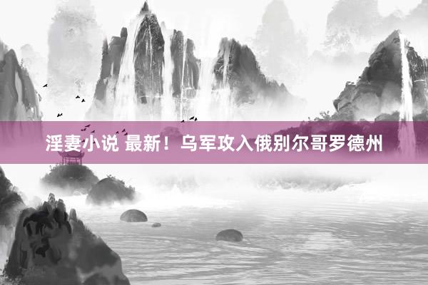 淫妻小说 最新！乌军攻入俄别尔哥罗德州